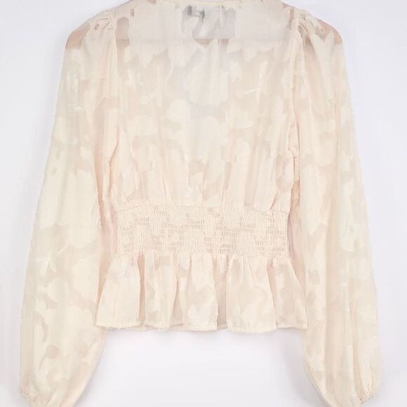 ✨ Patio Date Ivory Floral Jacquard Button-Up Long Sleeve Top✨ - Picture 6 of 9